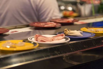 Meal served in plates on table in restaurant