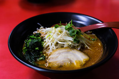 Close-up of soup in bowl