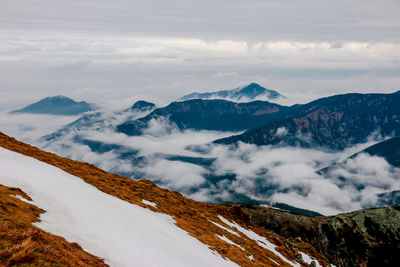 Scenic view of mountains against sky