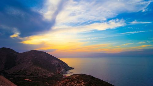 Scenic view of sea at sunset