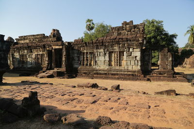 Old ruins of temple against clear sky