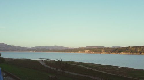 Scenic view of sea against clear sky