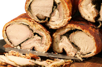 High angle view of bread on table