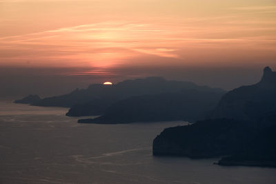 Scenic view of sea during sunset