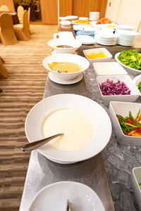 High angle view of food on table