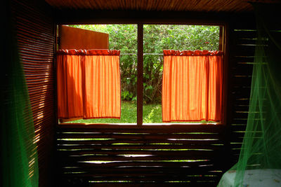 Window of log cabin