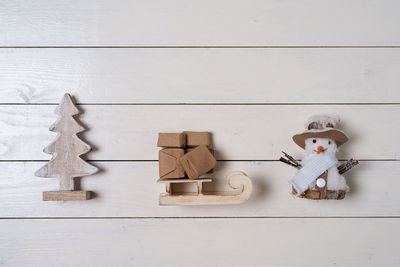 Close-up of christmas decorations on table