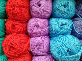 Full frame shot of multi colored woolen balls