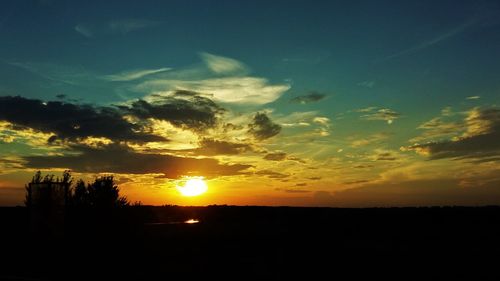 Silhouette landscape at sunset