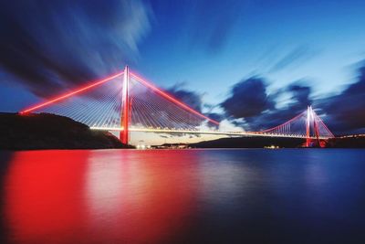 Suspension bridge over river