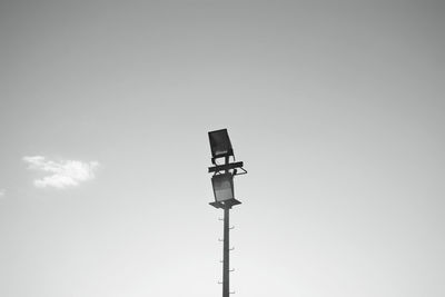 Low angle view of security camera against clear sky