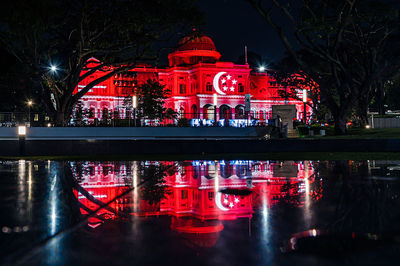 Illuminated city at night