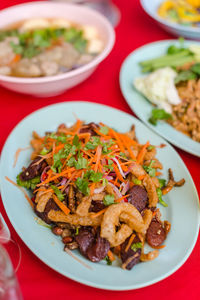 High angle view of meal served in plate