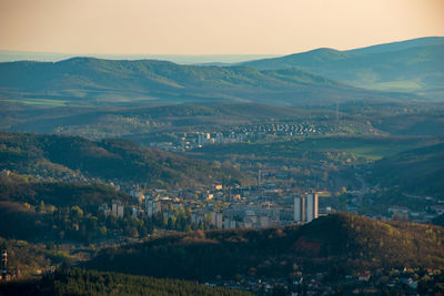 High angle view of townscape against sky