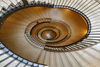 High angle view of spiral stairs