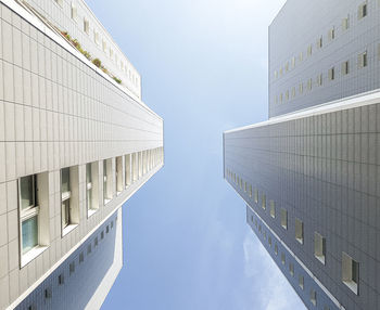 Low angle view of modern building against clear sky