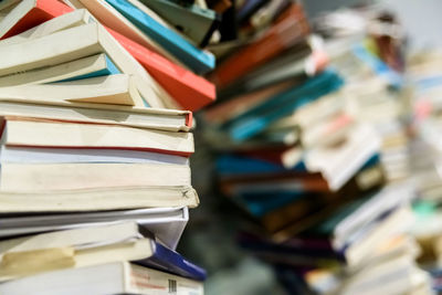 Close-up of books on table