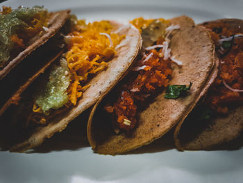 Close-up of food served in plate