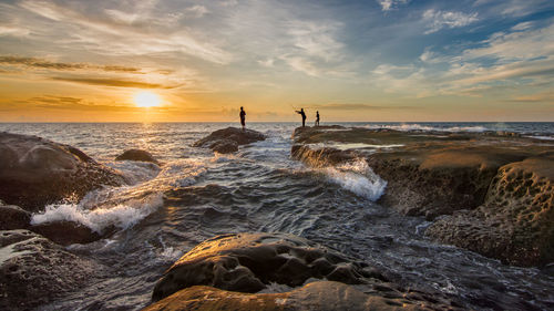 Scenic view of sea during sunset