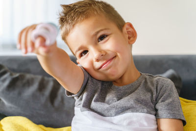 Portrait of cute boy smiling