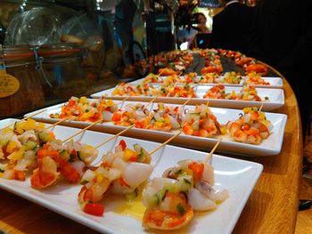 High angle view of food on table