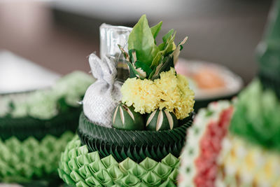 Close-up of cupcakes on tray