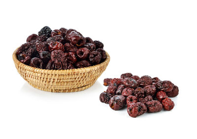 Close-up of cake against white background