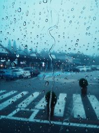 Close-up of water drops on glass