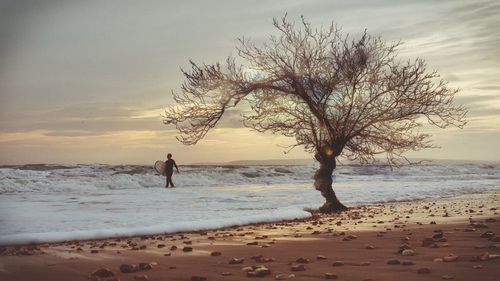 Scenic view of sea against sky at sunset