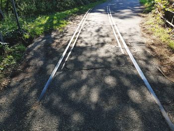 High angle view of railroad tracks