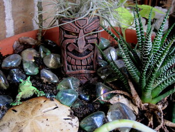 High angle view of stones on stone