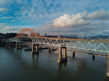 Bridge over river against sky