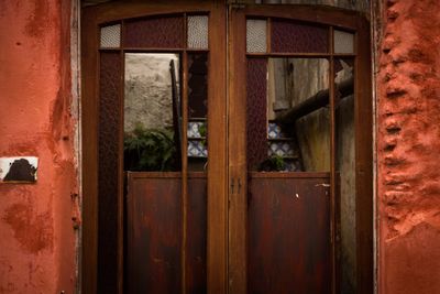 Closed door of old building