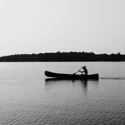 View of boats in calm lake