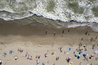 High angle view of people at beach