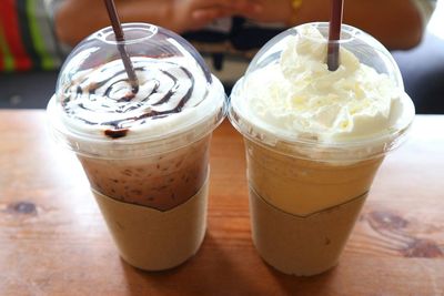 Close-up of coffee served on table