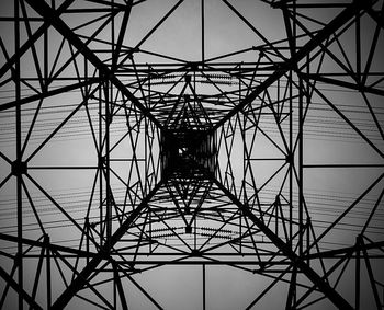 Low angle view of electricity pylon against sky