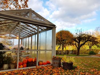 Built structure against sky during autumn