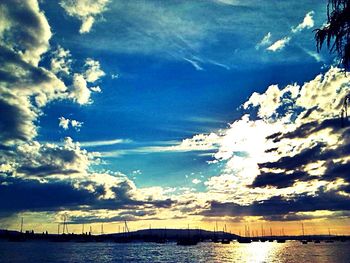 Scenic view of sea against cloudy sky