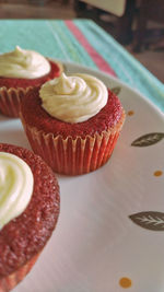 Close-up of cupcakes on table