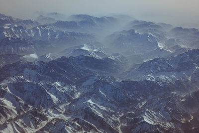 Aerial view of snowcapped mountains