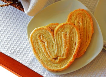 High angle view of breakfast on table