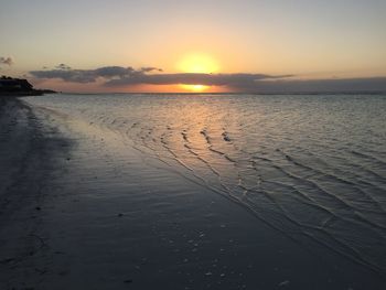 Scenic view of sea at sunset