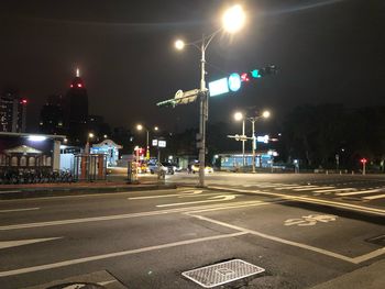 View of city street at night