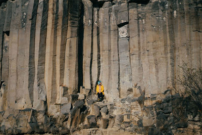 Exterior of rock formation on cliff