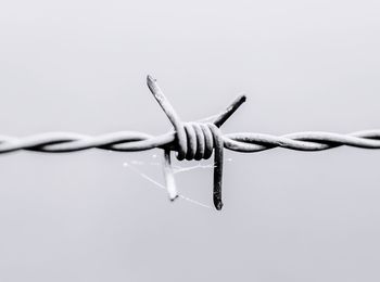 Close-up of barbed wire fence