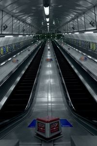 Low angle view of escalator in subway station