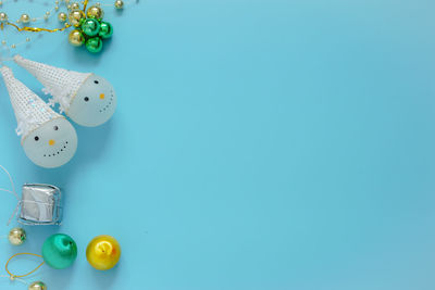 High angle view of candies on table