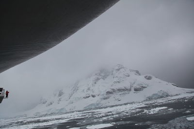 Scenic view of snow covered mountains