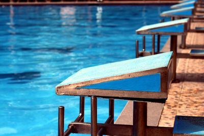 Diving platforms and a swimming pool